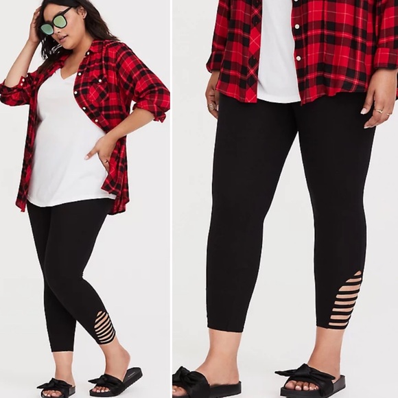 torrid Pants - Torrid Strappy Crop Leggings Black Sz 3X